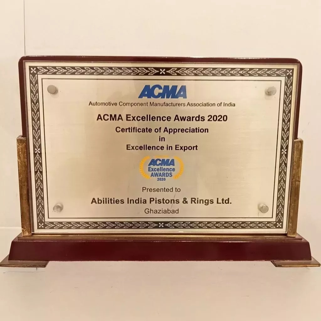 Awards and Certifications- ACMA Certificate of Appreciation for Excellence in Exports