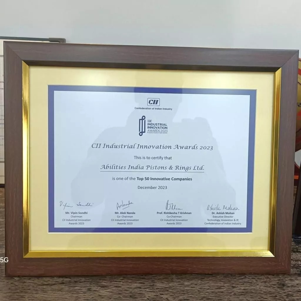 Awards and Certifications- CII Innovation Certificate